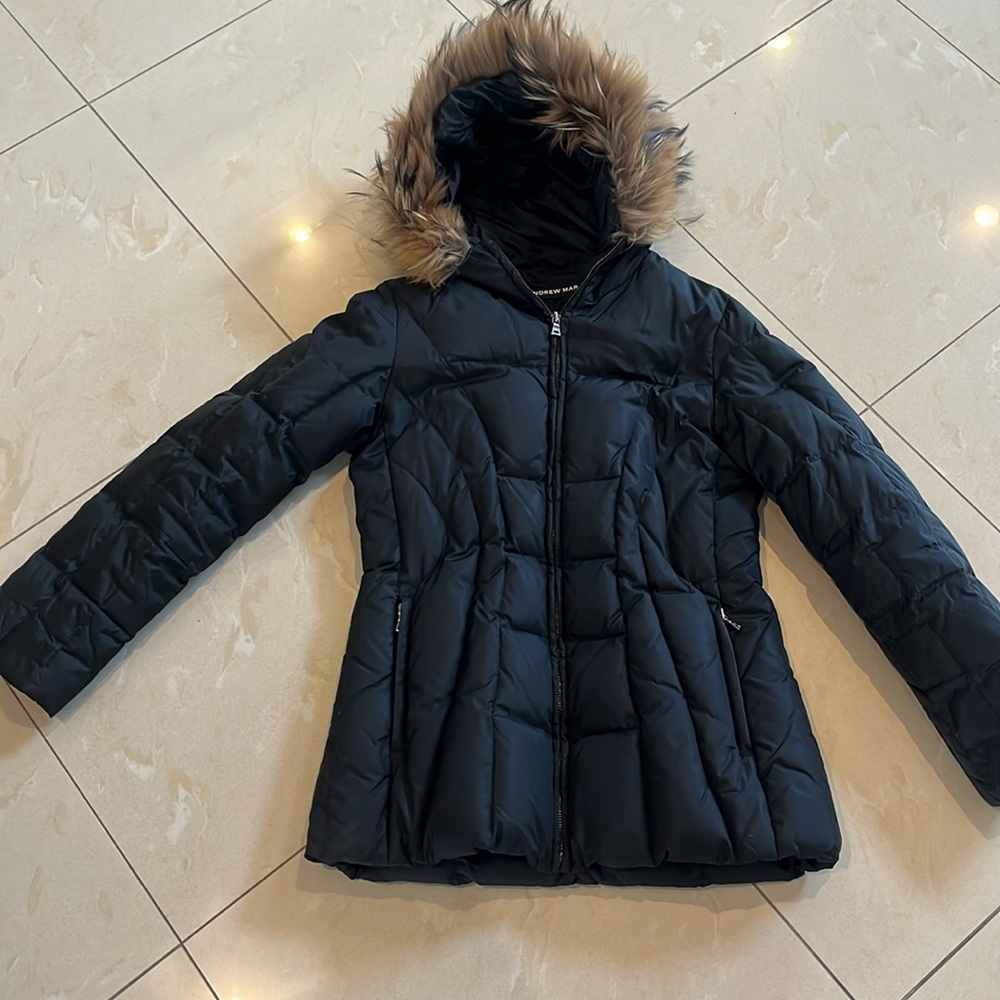 Women’s Andrew Marc Puffer with Fur Trim